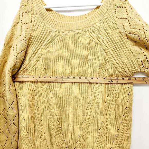 Beige Knit Sweater Size 2XL With Diamond Pattern Sleeves & Ribbed Hem - Picture 6 of 9